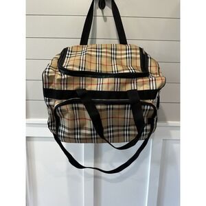 Vintage Behringer Pro Audio Gear Duffle Bag Plaid Nova Check Utility Tote Roller